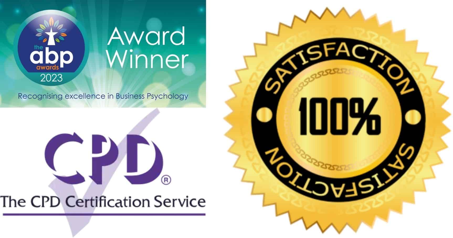 Copy of Add a heading Award-winning business psychology recognition badge for CAJA group, emphasizing excellence and certification.