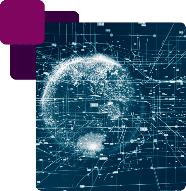 Untitled design-4 Digital globe with data points and network lines representing advanced technology and global connectivity.