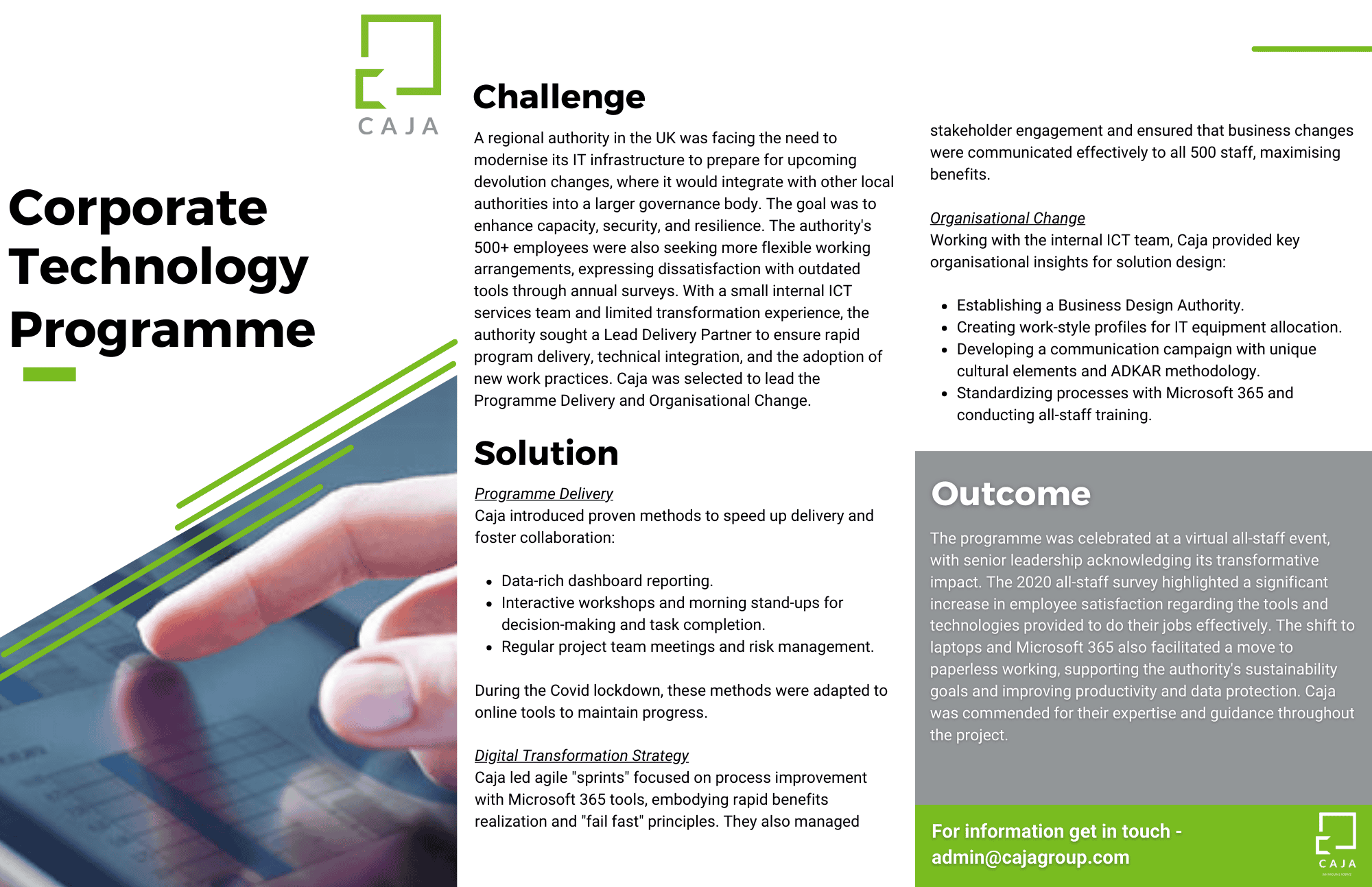 CAJA corporate technology programme for innovative IT infrastructure and organisational change solutions.