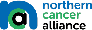 logo-2 CAJA Group logo with Northern Cancer Alliance branding and green and blue design elements.